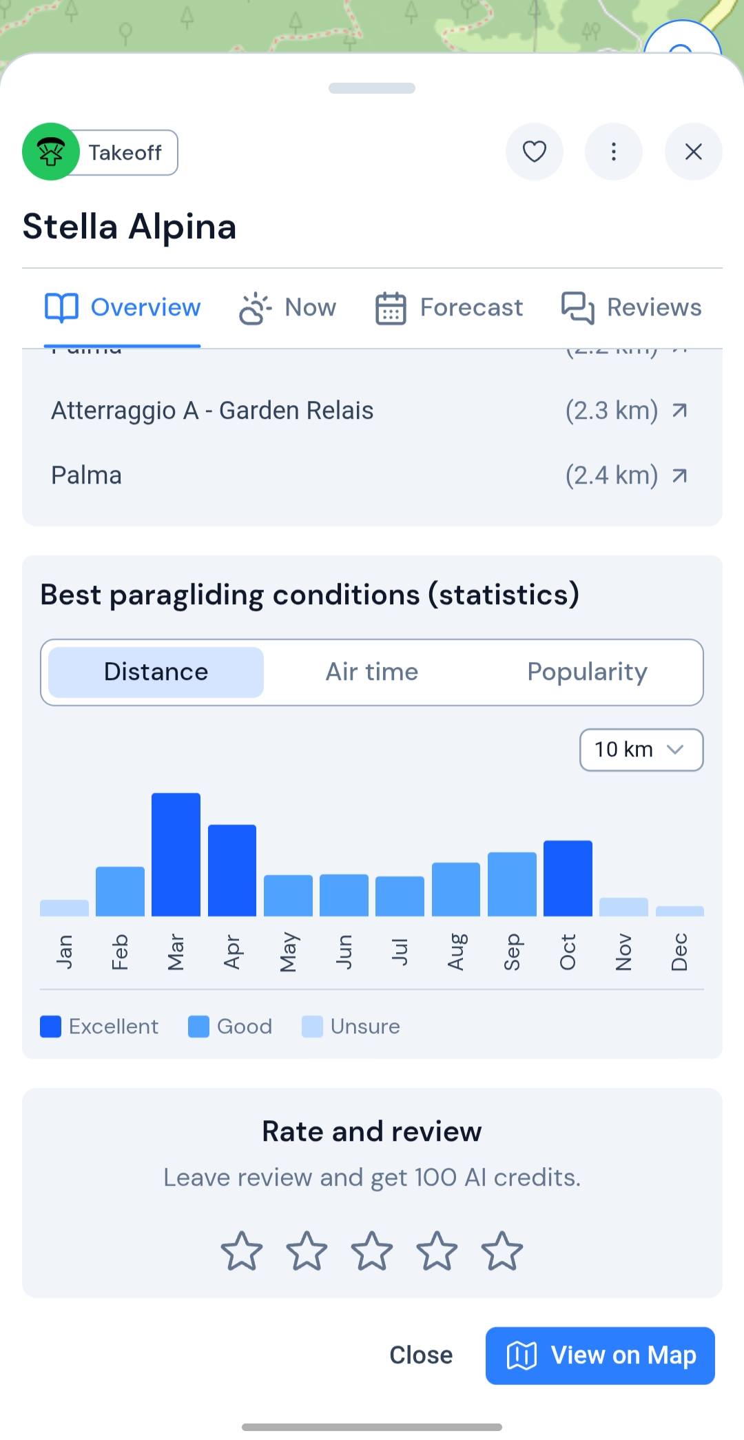 XCmap mobile paragliding best conditions statistics chart and rate and review